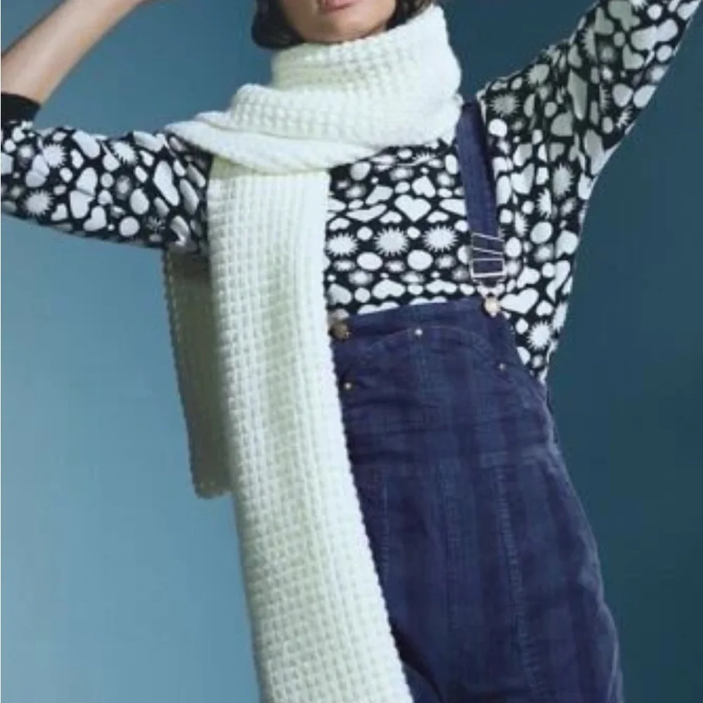 Anthropologie Maeve Black and Cream Heart Pattern Sweater